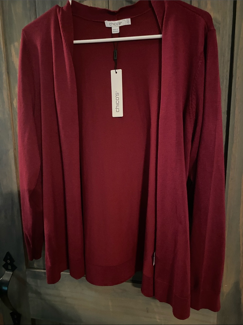 Chico's Open Front Cardigan in Wine